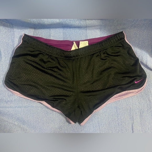 Nike Women's Black and Purple Athletic Shorts - Picture 1 of 6